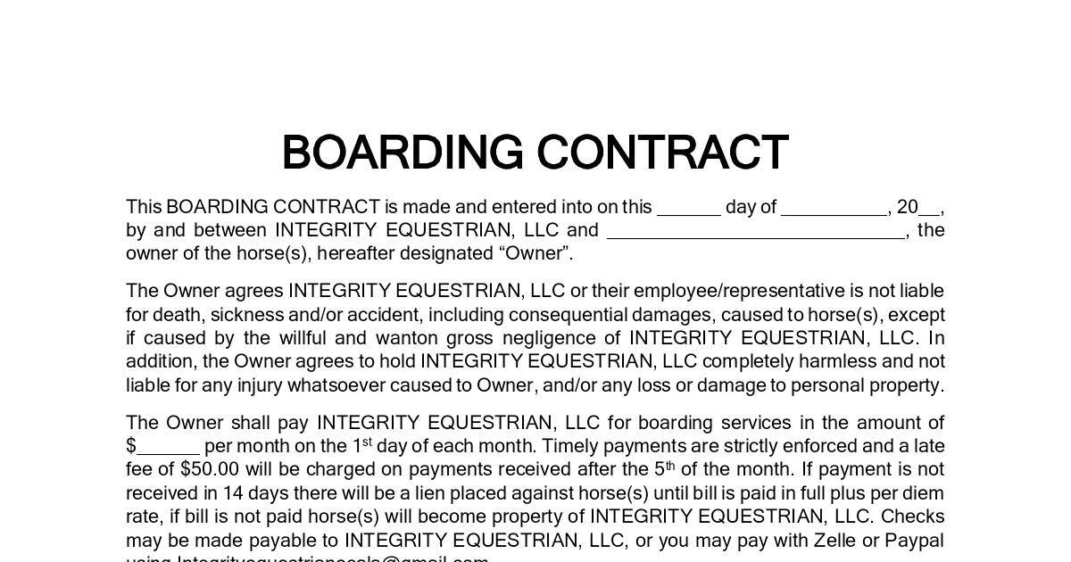 Boarding Contract.pdf | Dochub inside Simple Veterinary Employment Contract Template