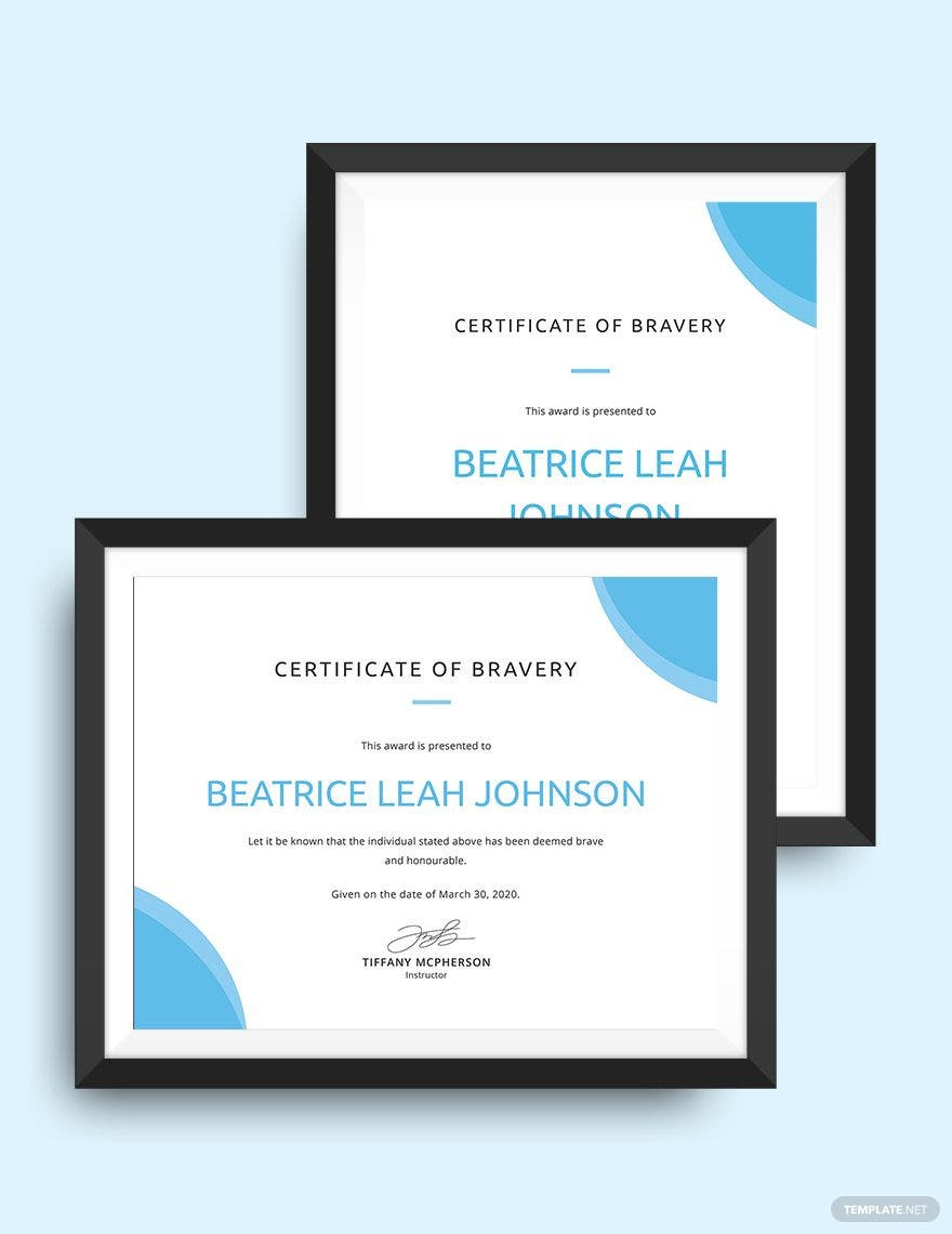 Bravery Award Certificate Example Template - Illustrator, Indesign pertaining to Bravery Award Certificate Templates