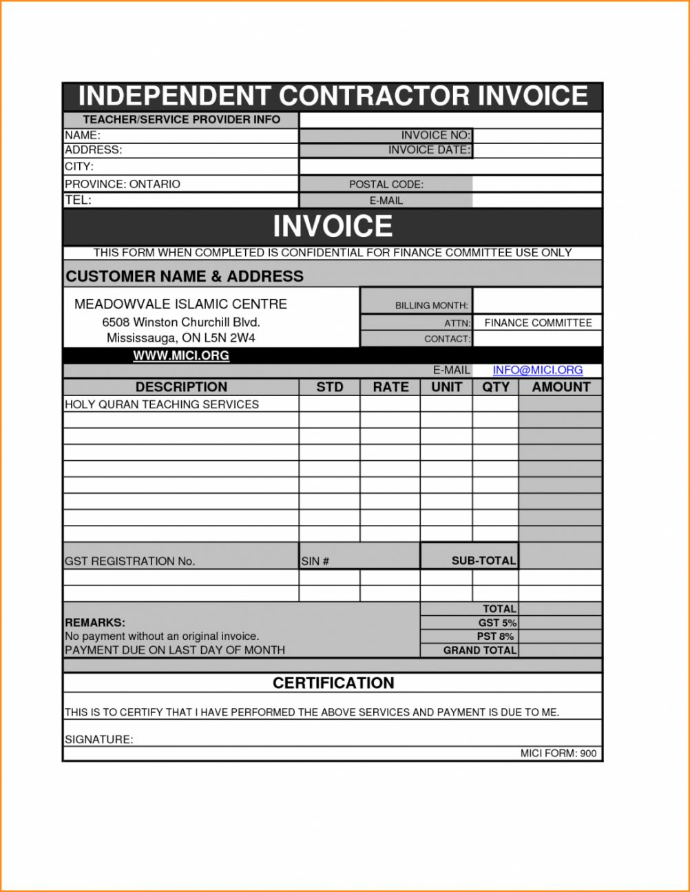 Browse Our Example Of Independent Consultant Invoice Template For Free throughout Independent Contractor Profit And Loss Statement Template
