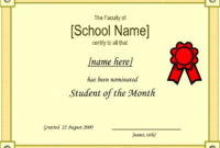 Browse Our Example Of Student Of The Month Certificate Template with regard to Free Printable Student Of The Month Certificate Templates