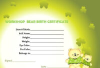 Build A Bear Workshop Birth Template Certificate | Birth Certificate intended for Build A Bear Birth Certificate Template