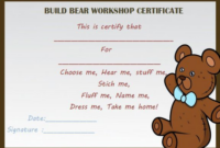 Build Bear Workshop Certificate | Birth Certificate Template Regarding throughout Amazing Teddy Bear Birth Certificate Templates Free
