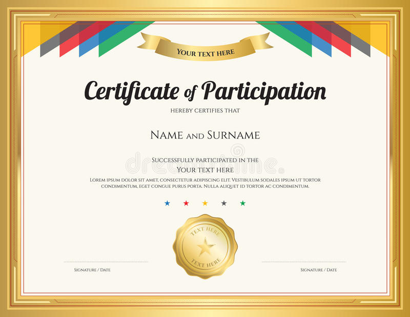 Certificado De Plantilla De La Participación Con La Frontera Del Oro regarding Simple Free Teamwork Certificate Templates 7 Team Awards
