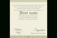 Certificate Best Dad Party Green Template (Card 2342) pertaining to Fascinating Best Dad Certificate Template
