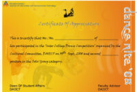 Certificate For Dance Competition – Masaka.luxiarweddingphoto intended for Hip Hop Dance Certificate Templates