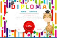 Certificate Kids Diploma, Kindergarten Template Layout Space Background regarding Free Kindergarten Diploma Certificate Templates 7 Designs Free