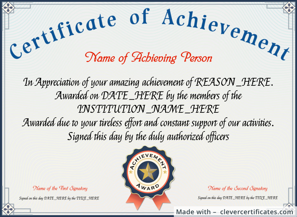 Certificate Of Achievement | Certificate Of Achievement, Achievement regarding Free 7 Sportsmanship Certificate Templates Free