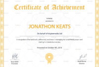 Certificate Of Achievement Design Template In Psd, Word within Fantastic Word Certificate Of Achievement Template