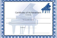 Certificate Of Achievement - Piano Printable Certificate Within Piano with regard to Piano Certificate Template Free Printable