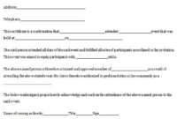 Certificate Of Attendance Template throughout Fresh Student Attendance Contract Template