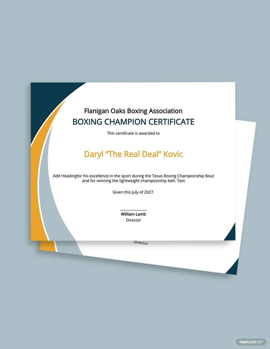 Certificate Of Boxing Champion Template - Google Docs, Word | Template intended for Boxing Certificate Template