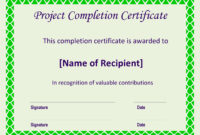 Certificate Of Completion Project | Templates At For Certificate Of for Free Certification Of Completion Template