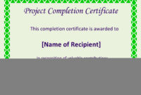 Certificate Of Completion Project | Templates At For Certificate Of with regard to Construction Certificate Of Completion Template