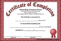 Certificate Of Completion Template Word – Sample Templates pertaining to Class Completion Certificate Template