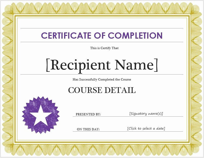Certificate Of Completion Word Template Beautiful Free Certificate Of inside Free Completion Certificate Templates For Word