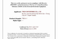 Certificate Of Compliance Template Awesome Certificate Rohs Electronics pertaining to Fascinating Certificate Of Compliance Template