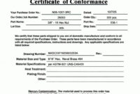 Certificate Of Conformity Template Free – Carlynstudio with Certificate Of Conformity Template