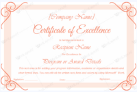 Certificate Of Excellence 15 – Word Layouts | Certificate Of Excellence throughout Simple Certificate Of Excellence Template Word