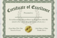 Certificate Of Excellence Customizable 8.5X11 – Tap, Personalize, Buy intended for Award Of Excellence Certificate Template