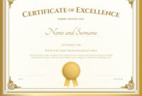Certificate Of Excellence Template Gold Theme Vector Image , #Ad, # with regard to Fascinating Free Certificate Of Excellence Template