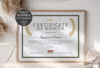 Certificate Of Honor Award Of Honor Certificate Template - Etsy intended for Fascinating Honor Award Certificate Template