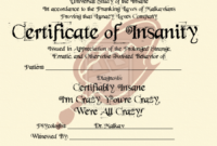 Certificate Of Insanity | Funny Certificates, Funny Awards Certificates within Funny Certificate Templates
