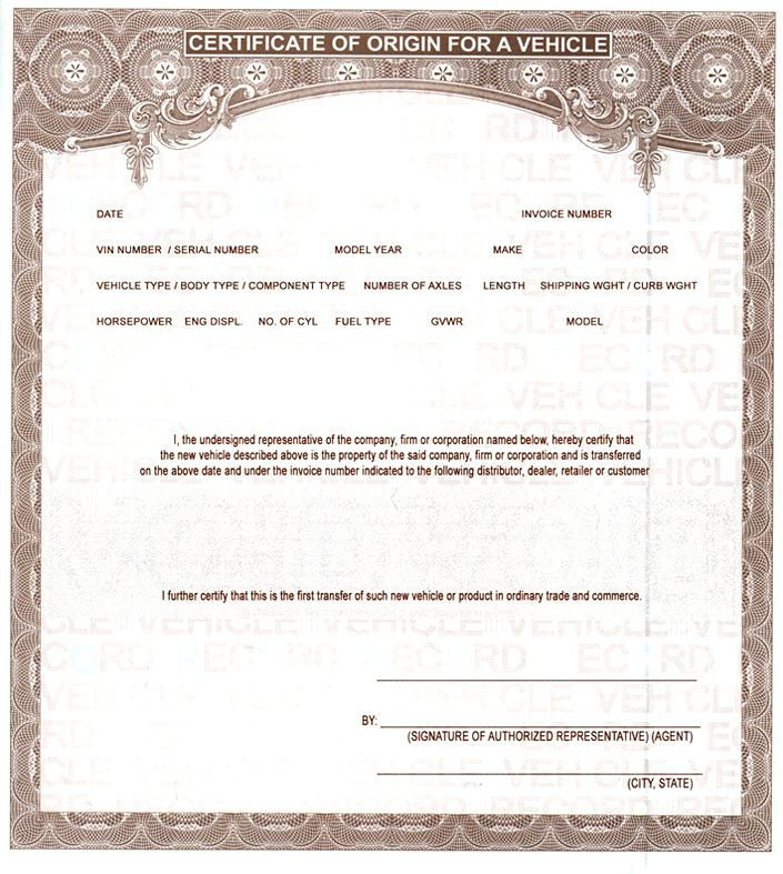 Certificate Of Origin For A Vehicle Template (8) - Templates Example inside Certificate Of Origin For A Vehicle Template