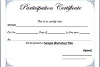 Certificate Of Participation In Workshop Template 1 - Best Templates with Certificate Of Participation In Workshop Template