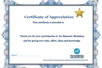 Certificate Of Participation In Workshop Template throughout Fascinating Free Templates For Certificates Of Participation