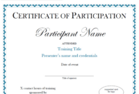 Certificate Of Participation Sample Free Download Within Certificate Of for Participation Certificate Templates Free Download