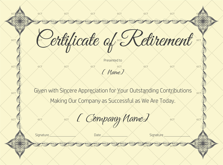 Certificate Of Retirement (#926) - Gct inside Retirement Certificate Templates
