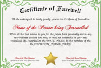 Certificate Of Retirement Template Fresh Certificate Of Farewell Free in Fresh Retirement Certificate Templates