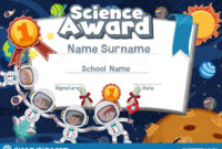 Certificate Template Design For Science Award With Astonauts Flying In in Free Science Award Certificate Templates