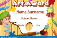 Certificate Template For Art Award With Kid Painting In Background with Drawing Competition Certificate Templates