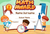Certificate Template For Math Award With Children In Background Stock with Fresh Math Award Certificate Templates