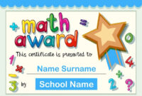 Certificate Template For Math Award With Golden Star Vector | Free Download within Simple Math Achievement Certificate Printable