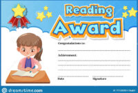 Certificate Template For Reading Award With Girl Reading In Background with Reader Award Certificate Templates