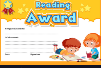 Certificate Template For Reading Award With Kids Regarding Children'S with regard to Reader Award Certificate Templates