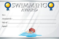 Certificate Template For Swimming Award Illustration Regarding Free inside Swimming Award Certificate Template