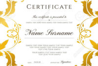 Certificate Template, Gold Border. Editable Design For Diploma,.. In intended for Winner Certificate Template Ideas Free