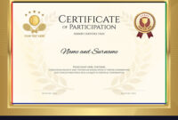 Certificate Template In Tennis Sport Theme With Gold Border Frame inside Tennis Participation Certificate