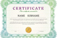 Certificate Template With Guilloche Elements. Green Diploma Border with regard to Fresh Validation Certificate Template