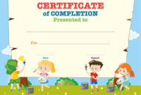 Certificate Template With Happy Children Illustration. Download A Free throughout Free Kids Certificate Templates