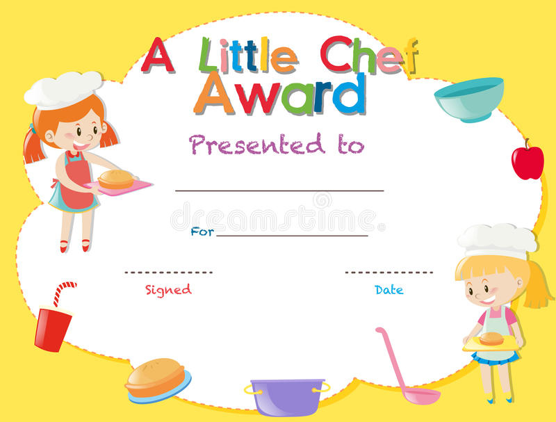 Certificate Template With Kids Cooking Stock Illustration with Simple Cooking Competition Certificate Templates