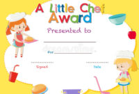 Certificate Template With Kids Cooking Stock Illustration within Free Cooking Contest Winner Certificate Templates