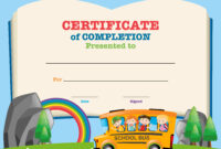Certificate Template With Kids On School Bus 369904 Vector Art At Vecteezy in Certificate Templates For School