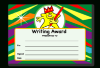 Certificate: Writing Award – Superstickers in New Writing Competition Certificate Templates