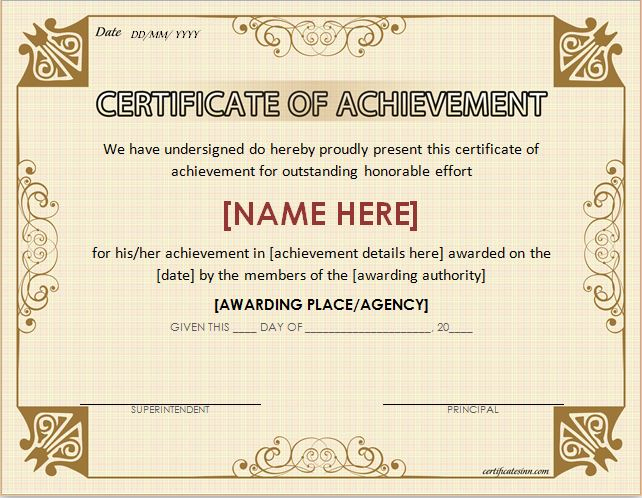 Certificates Of Achievement For Word | Professional Certificate Templates pertaining to Certificate Of Achievement Template Word
