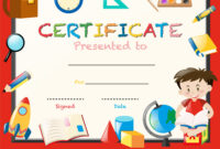 Certification Template With Boy Reading Book Vector Image within New Super Reader Certificate Template