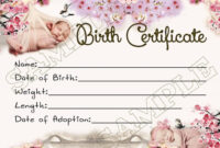 Cherry Blossoms Reborn Baby Doll Birth Certificate Instant intended for Baby Doll Birth Certificate Template